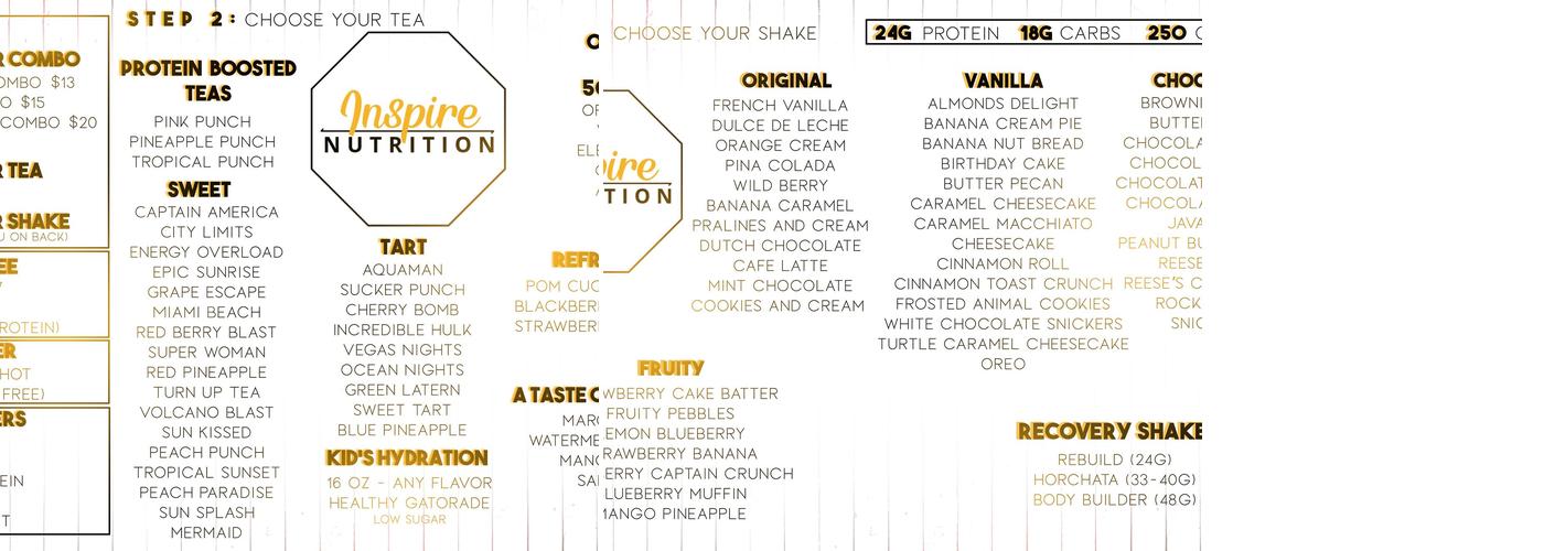 Infinity Nutrition Longview Menu