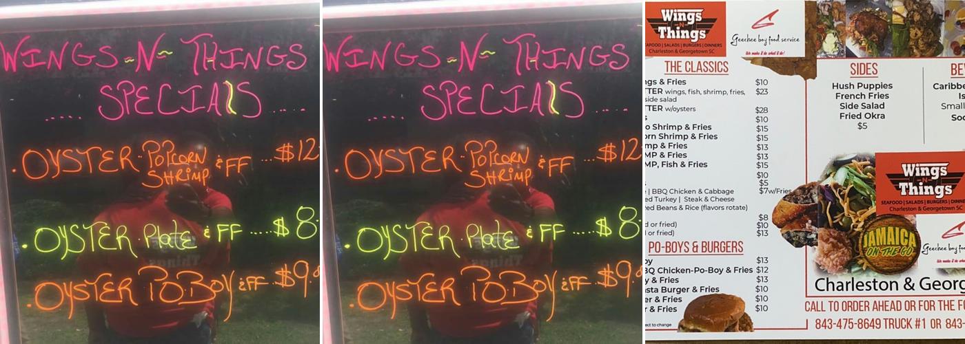 Wings N Things Food Truck & THE ARTOFFOOD CREATIONS Menu