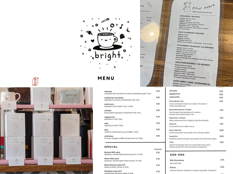 Bright Coffee Menu