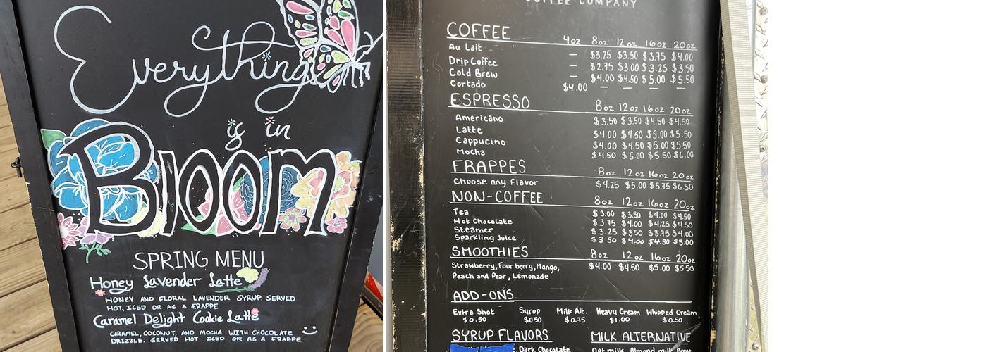 Rootline Coffee Co. Menu