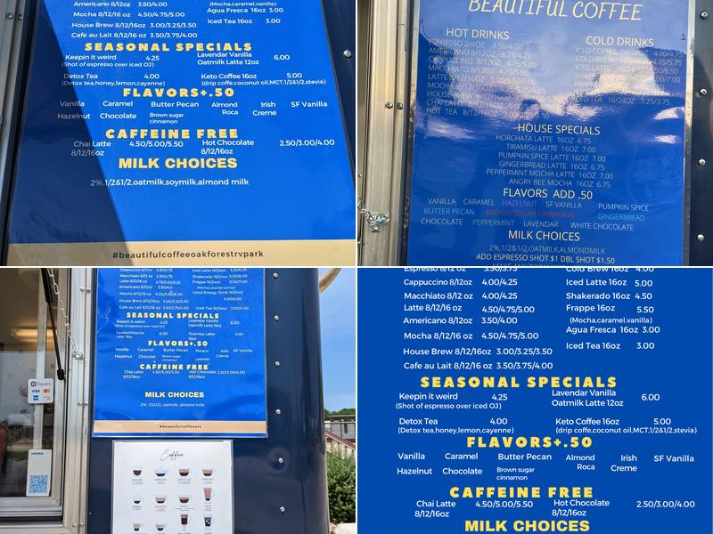 Beautiful Coffee Menu