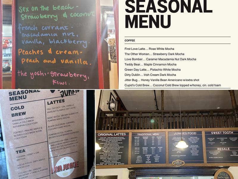 Java Junkie Menu
