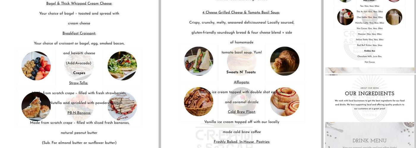Cream & Sugar Menu