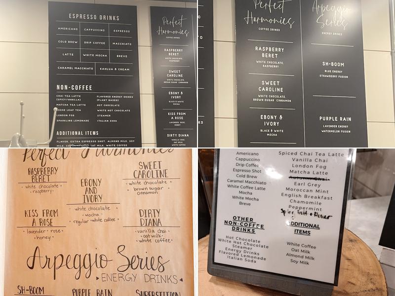 Ebony and Ivory Coffee Menu