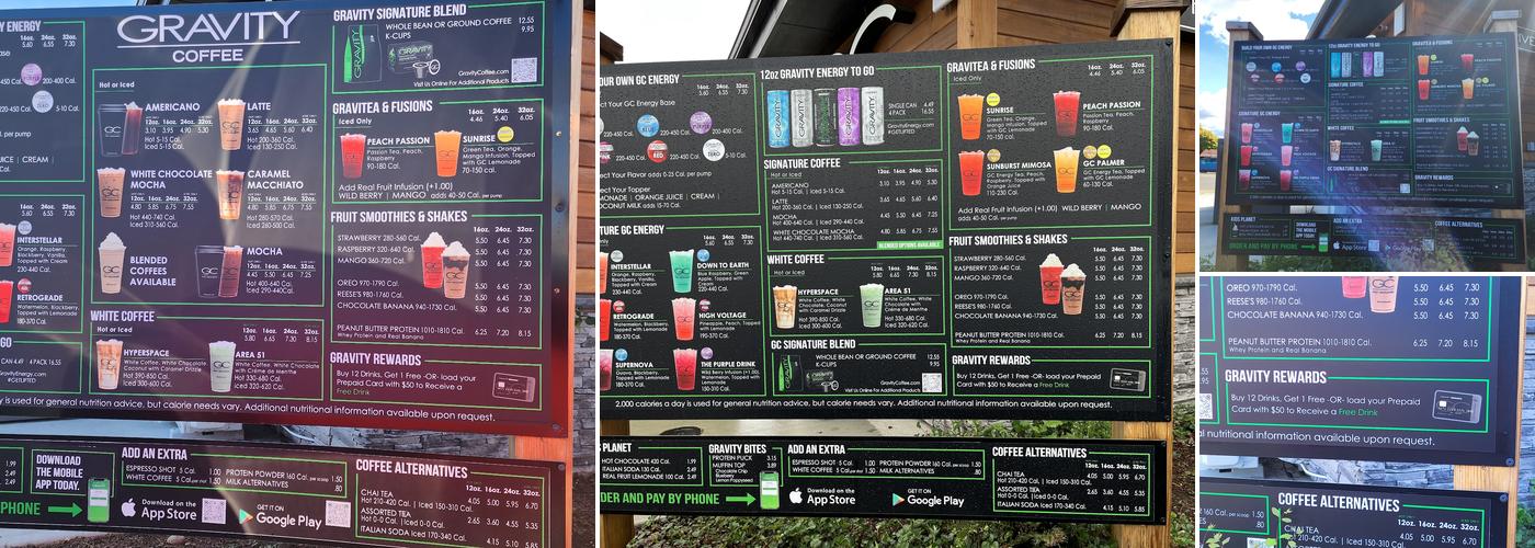 Gravity Coffee Menu