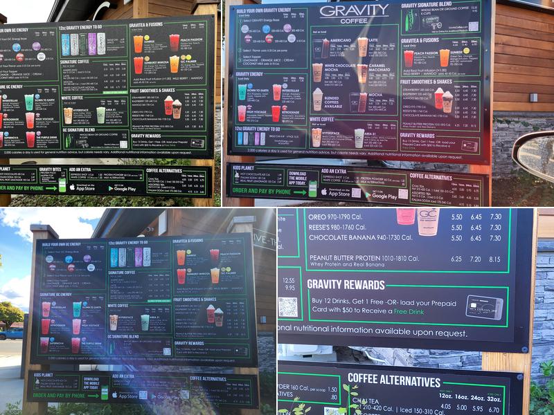 Gravity Coffee Menu