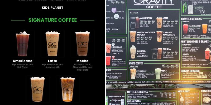 Gravity Coffee Menu