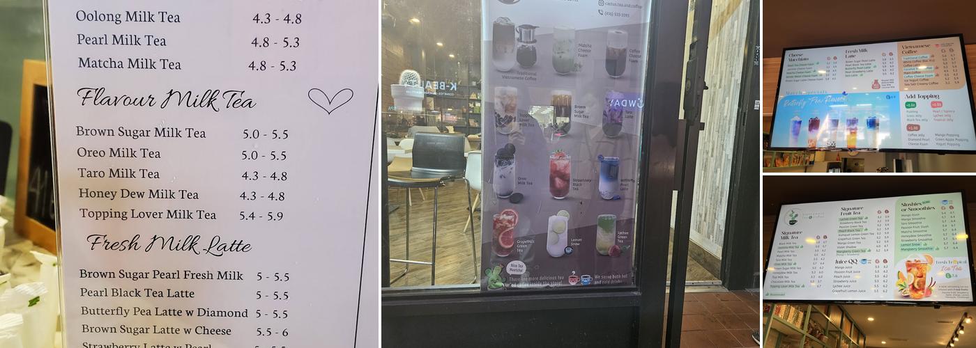 Cactus - Vietnamese Tea and Coffee Menu