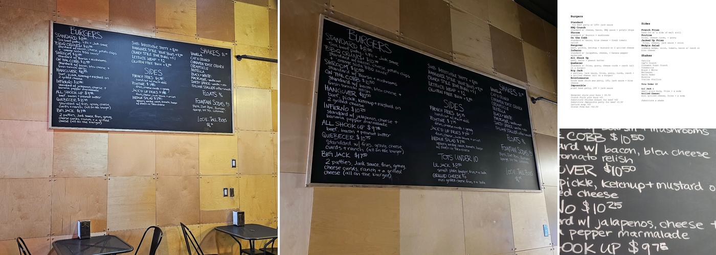 Jack’s Burger Shack Menu