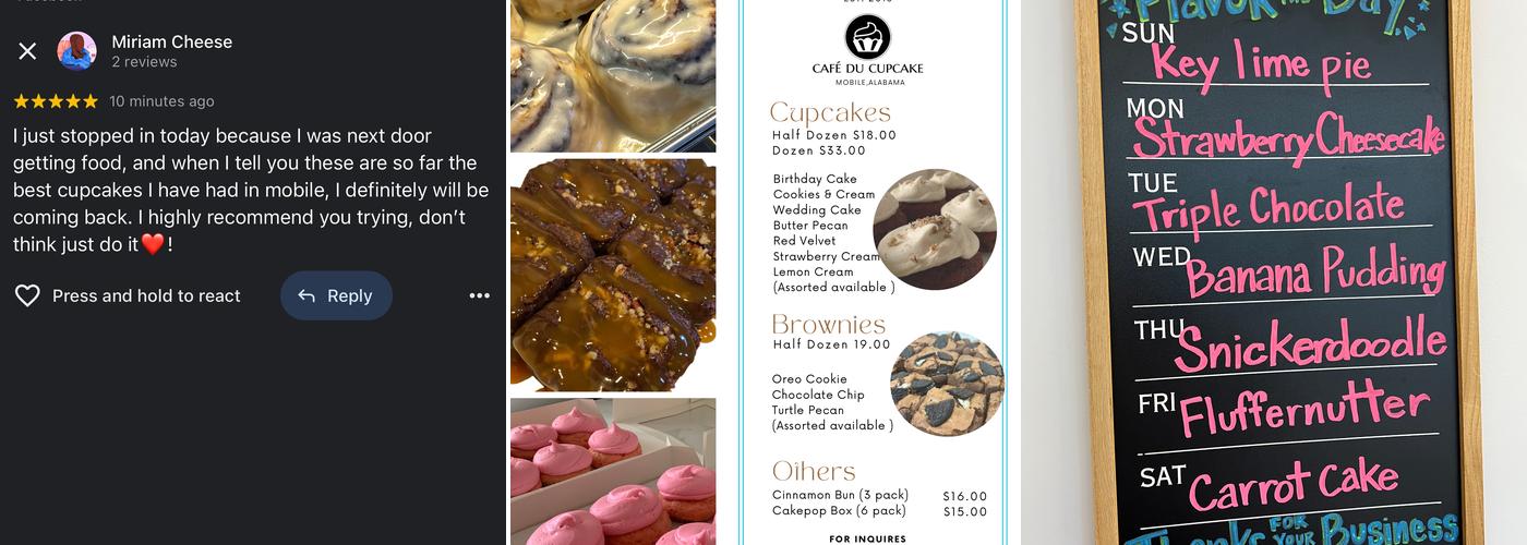 Café du Cupcake Menu