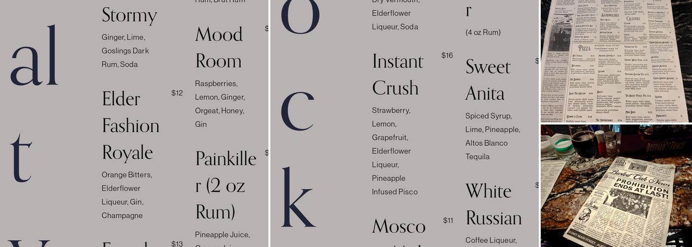 Busted Oak Bourbon Society Menu