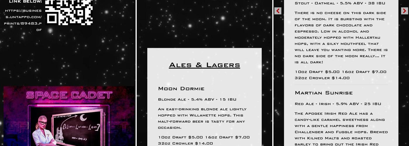 Apogee Brewing Company Menu