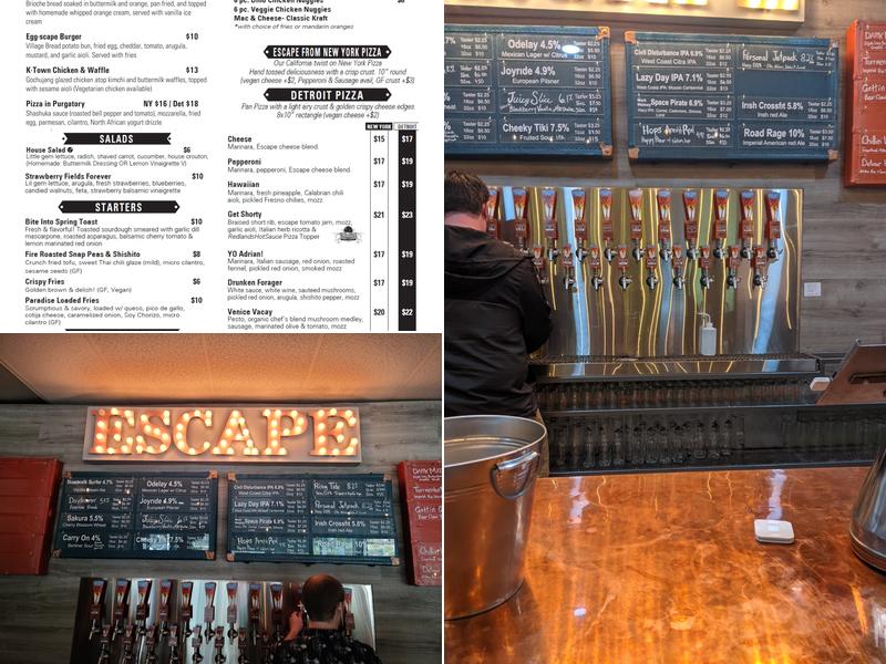 Escape Craft Brewery - Laguna Niguel Menu