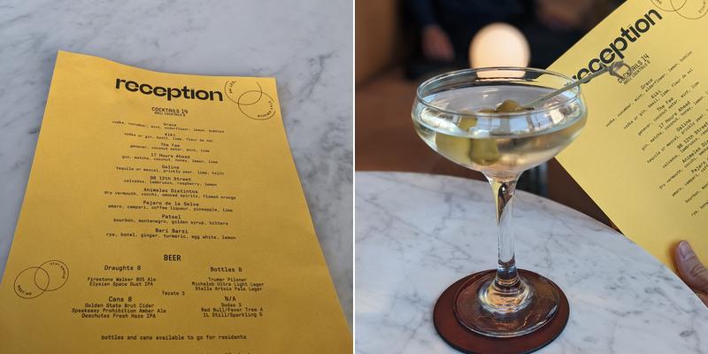 reception - cocktail bar + social Menu