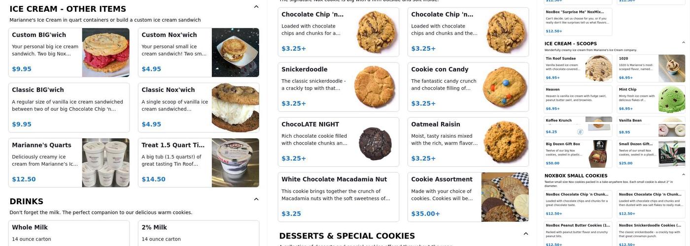 Nox Cookie Bar - Downtown Campbell Menu