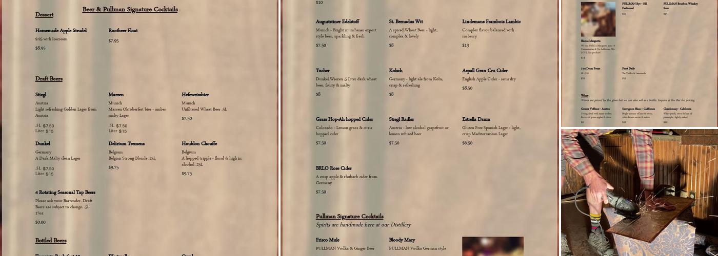 Pullman Distillery Menu