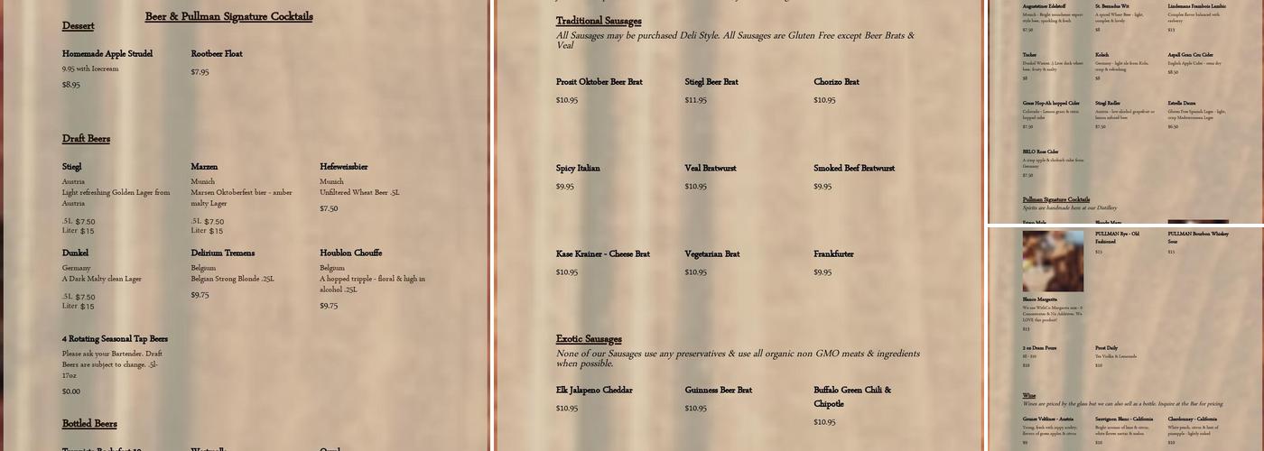 Pullman Distillery Menu
