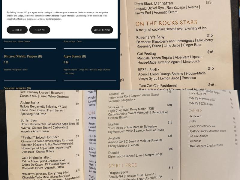 BEZEL Bar Menu
