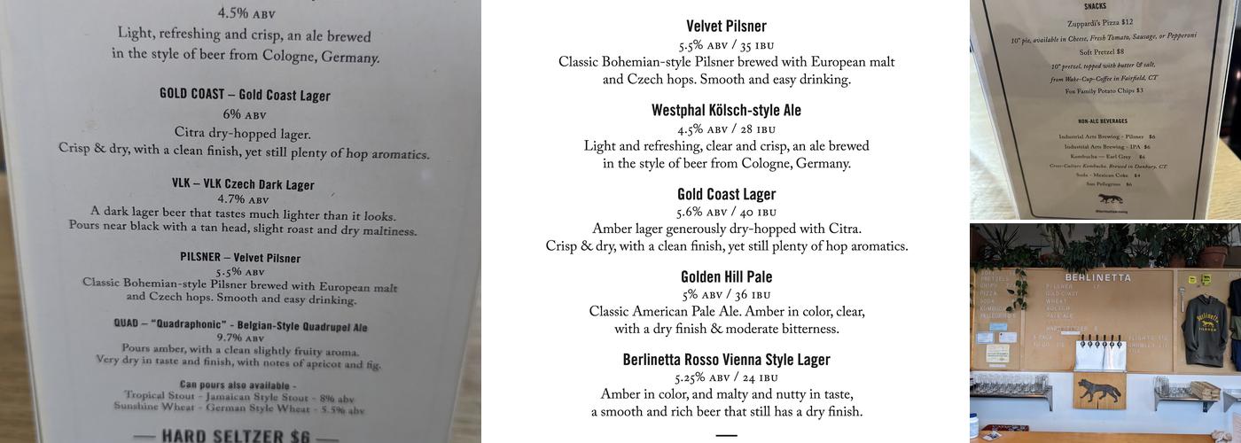 berlinetta brewing Menu