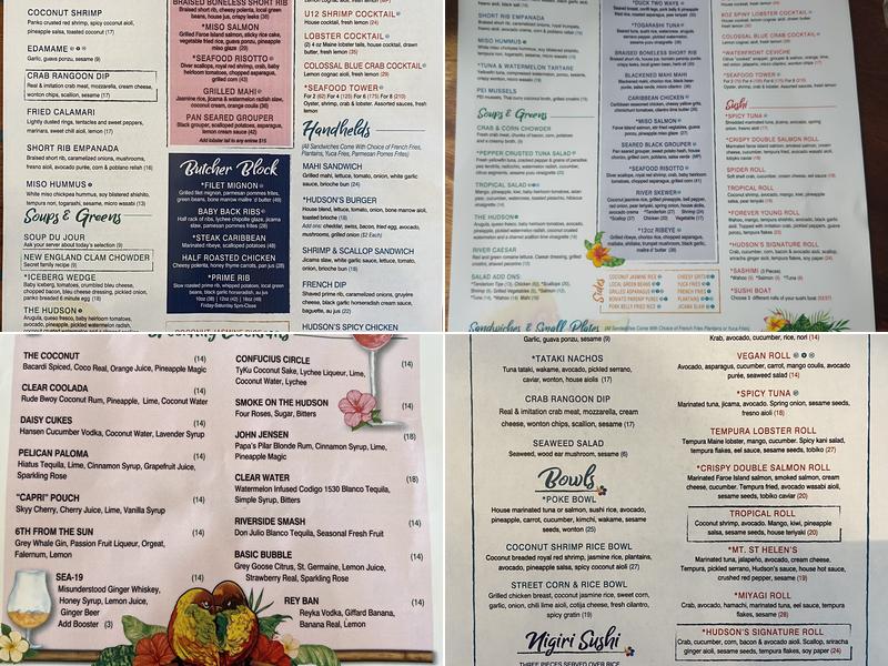 Hudsons on the River Menu