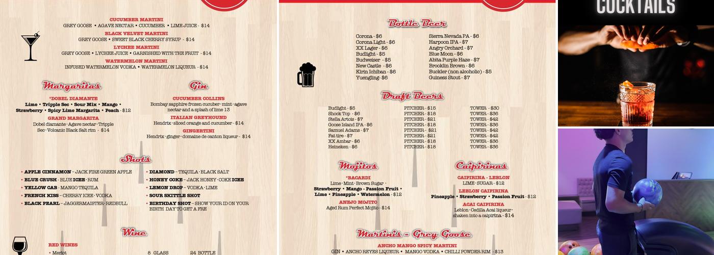 Strike 10 Bowling Menu