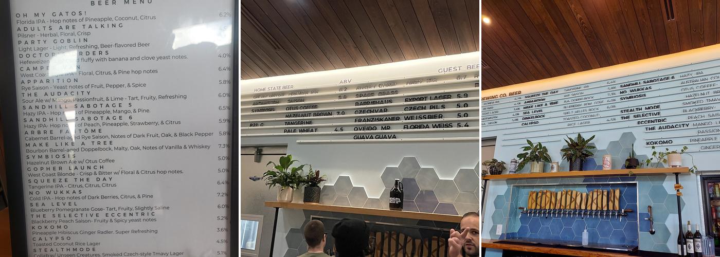 Home State Brewing Co. Menu