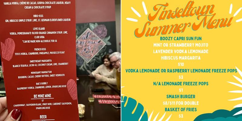 Tinseltown Menu