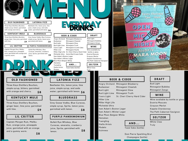 Pandemonium Menu
