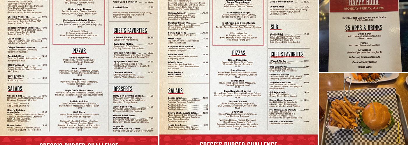Brew Brothers Menu