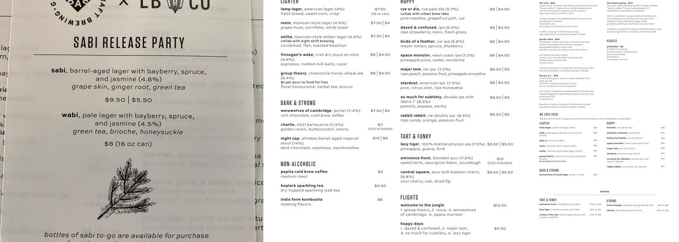 Lamplighter Brewing Co. - CX Menu
