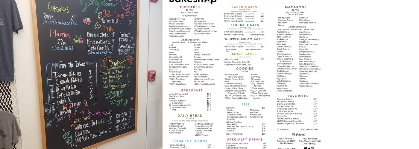 Bakeshop Menu