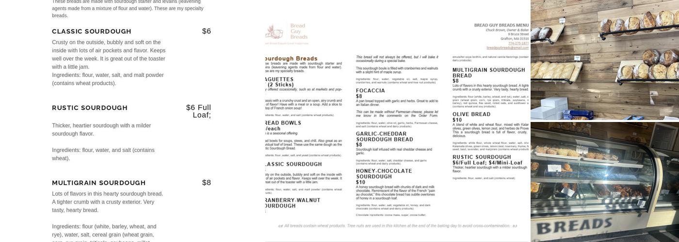 Bread Guy Breads LLC Menu