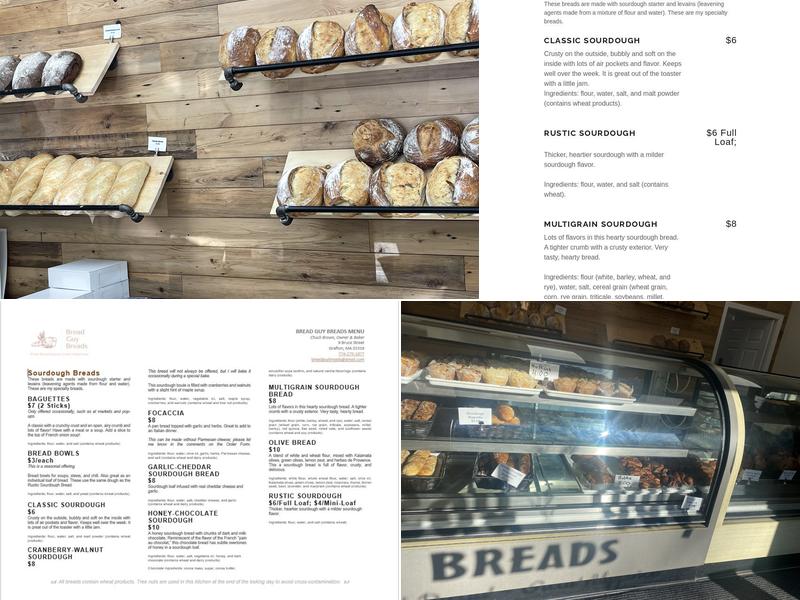 Bread Guy Breads LLC Menu