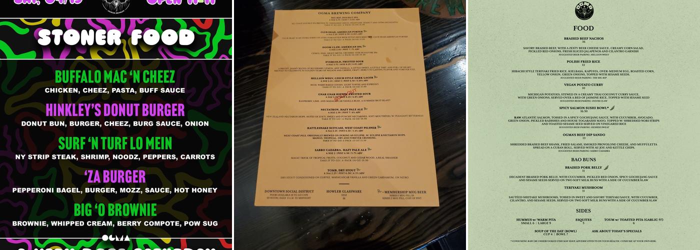Ogma Brewing Co. Menu
