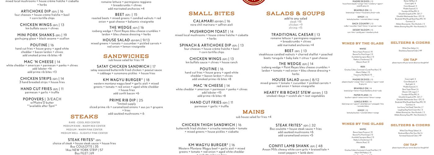 KM Bar Menu