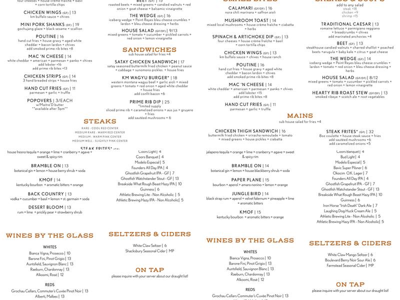 KM Bar Menu