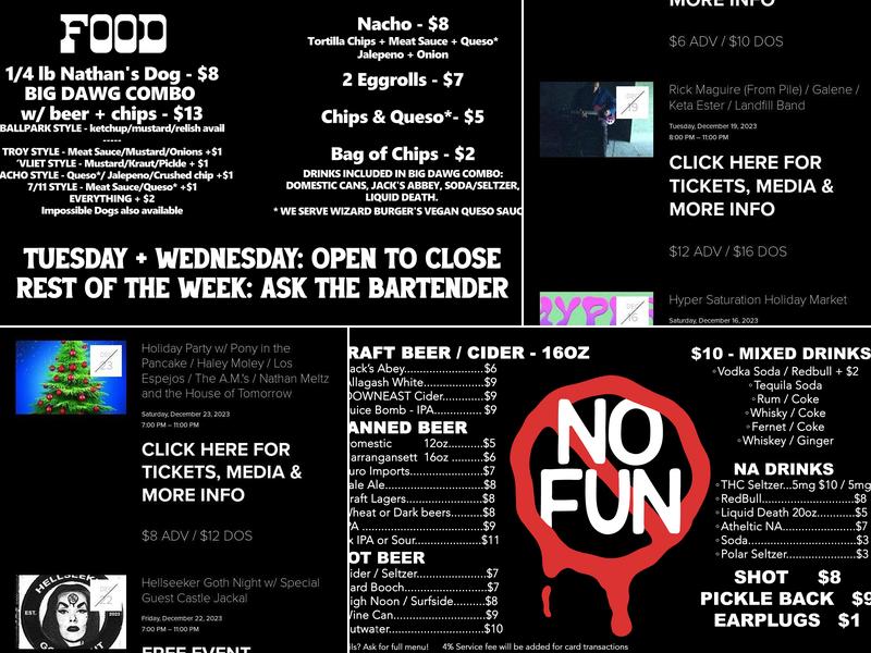 No Fun Menu