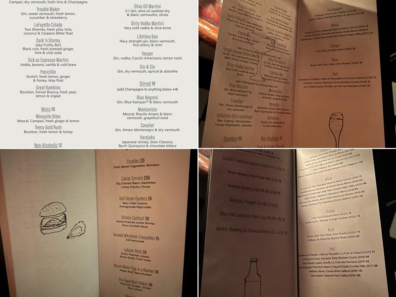 Temple Bar Menu