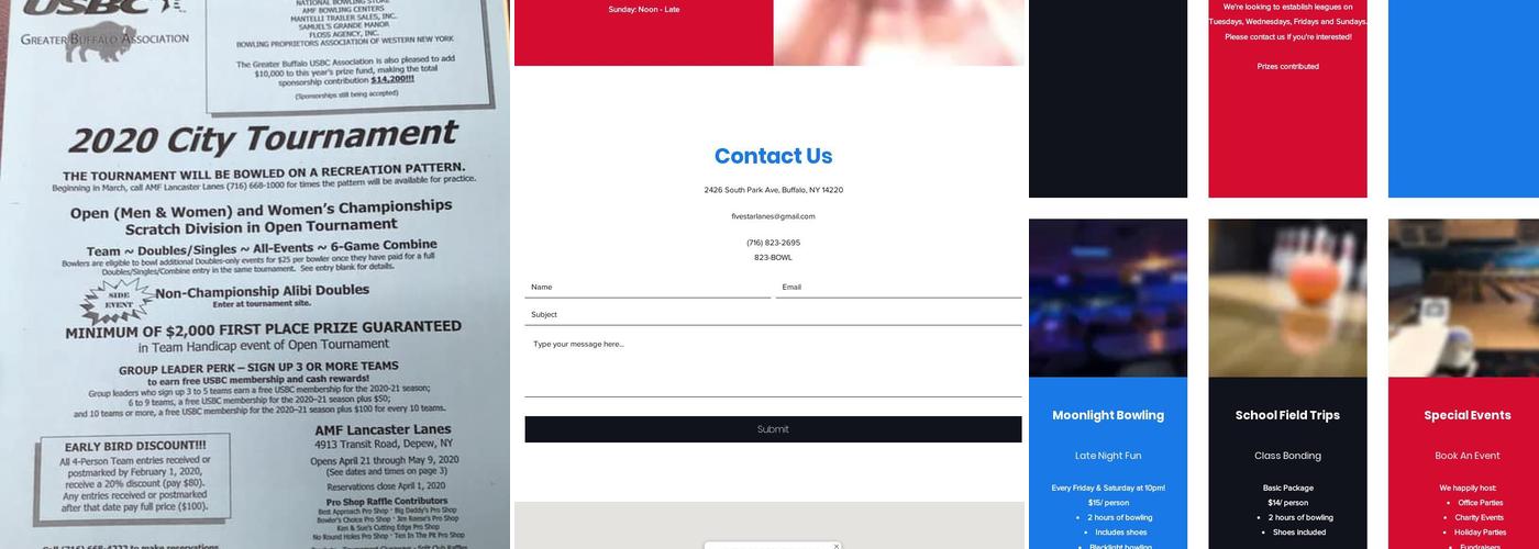 Five Star Lanes Menu