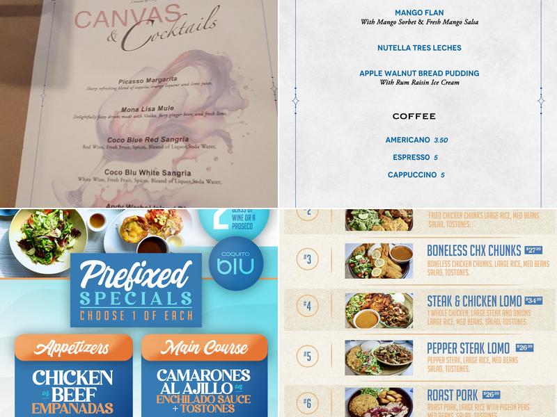 Coquito Blu Menu