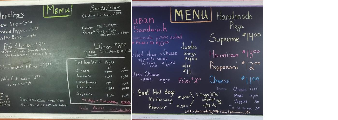 Pockets & Brews Menu