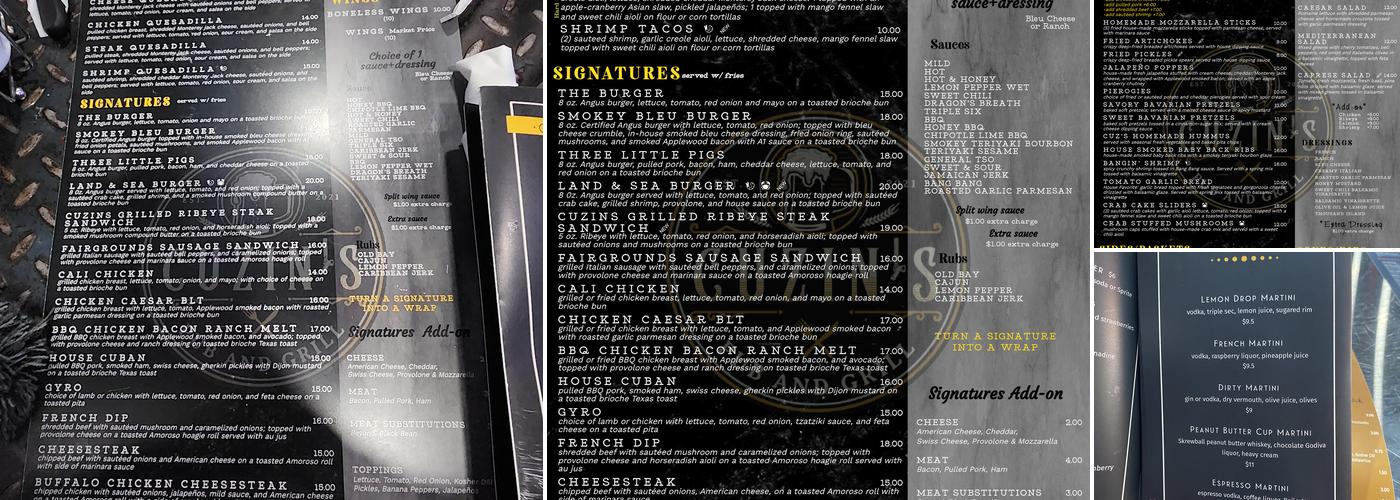 Cuzin’s Pub & Grill Menu