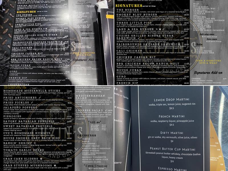 Cuzin’s Pub & Grill Menu