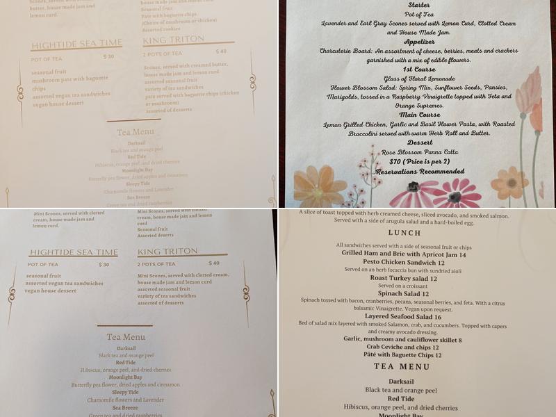 Siren's Lure Tea House and Bakery Menu