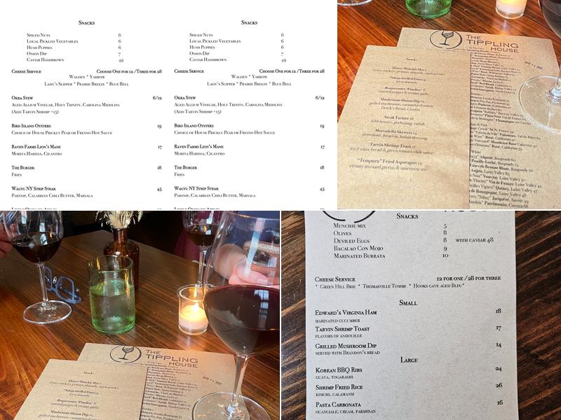 The Tippling House Menu