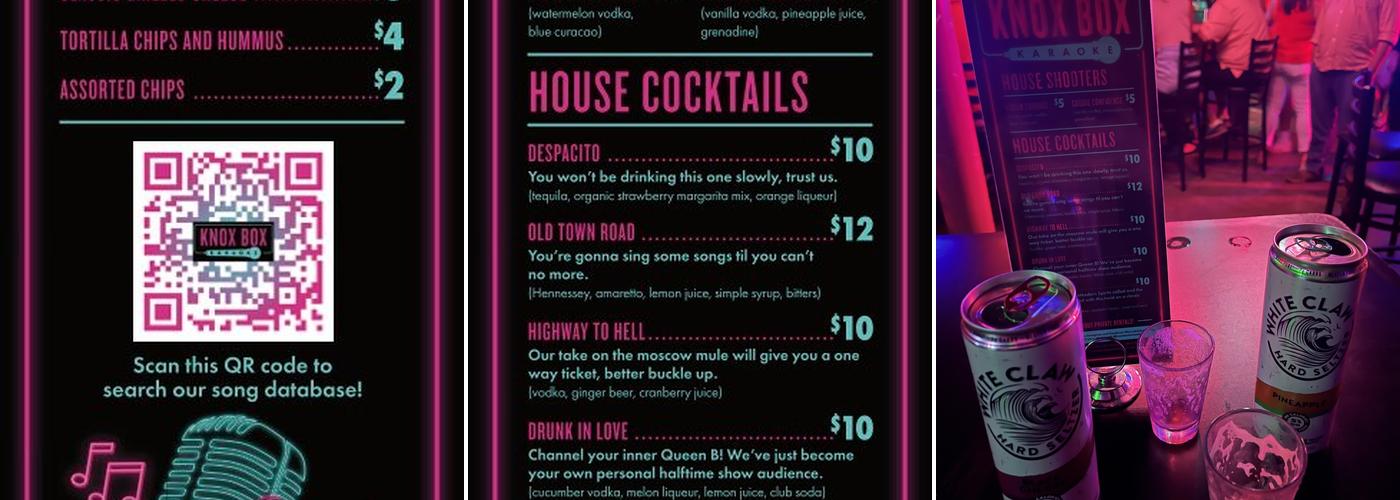 Knox Box Karaoke Menu