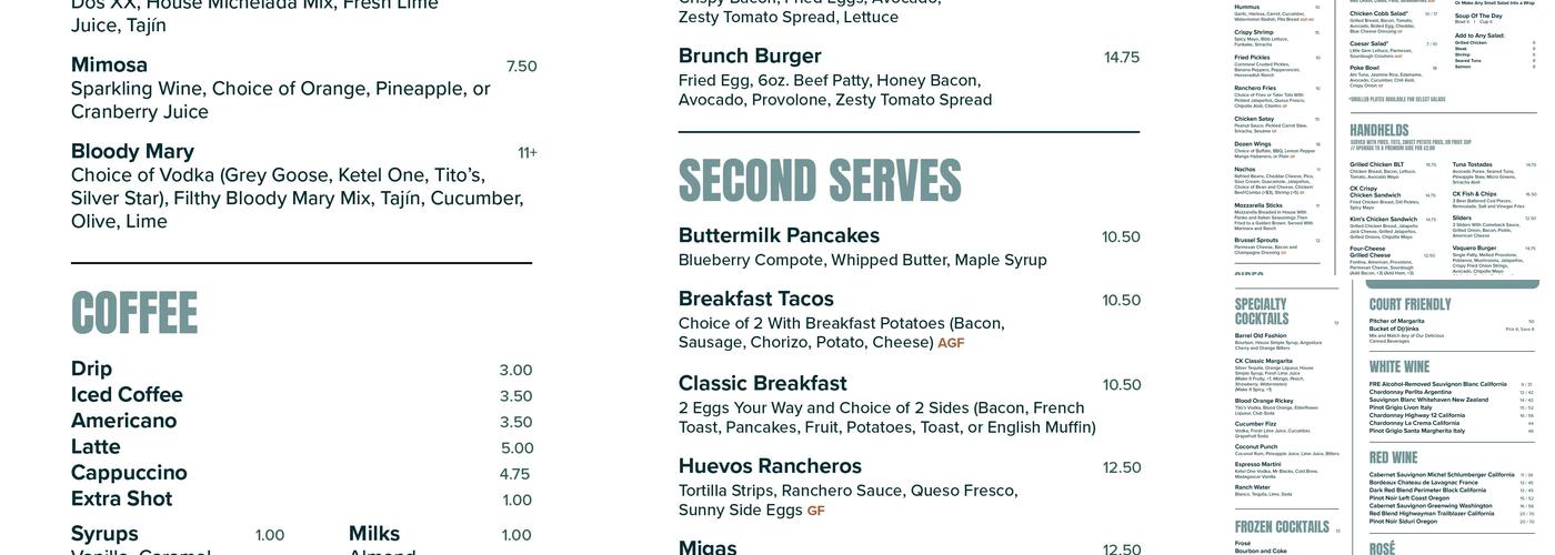 Courtside Kitchen Menu