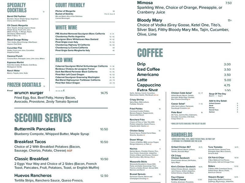 Courtside Kitchen Menu