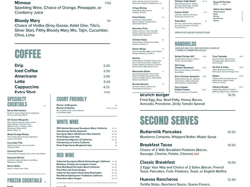 Courtside Kitchen Menu