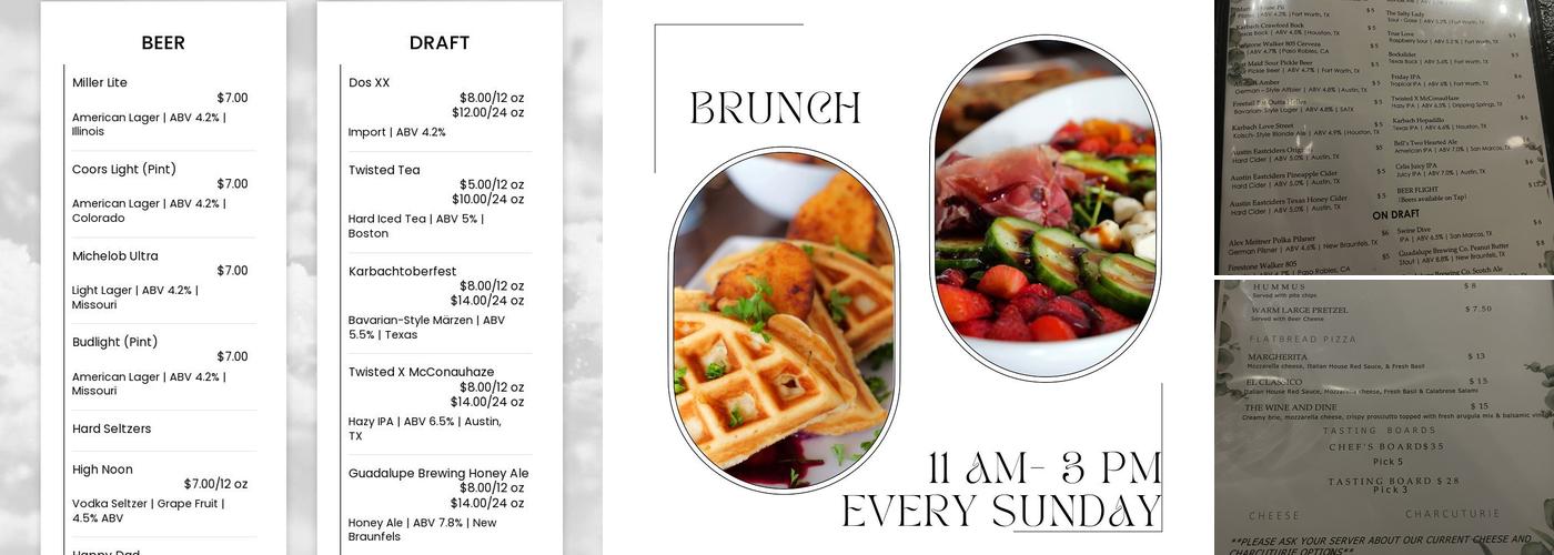 Sip Wine Garden Menu